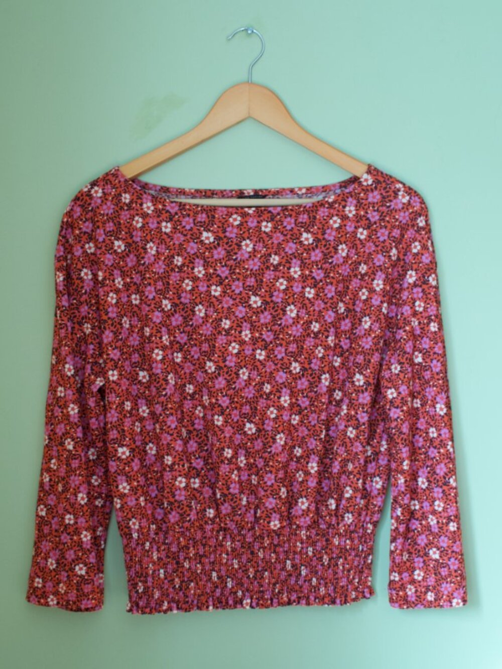 Ann Taylor Floral Bell Sleeve Top